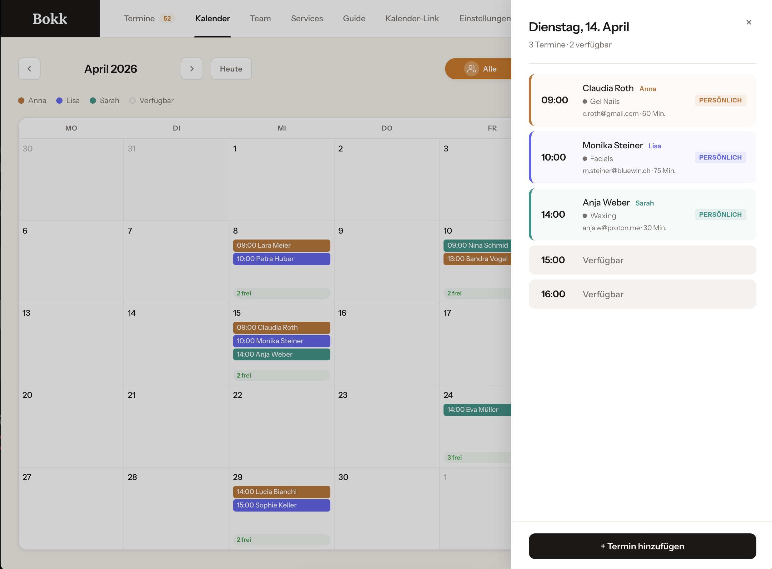 Bokk &mdash; Kalender & Tagesansicht
