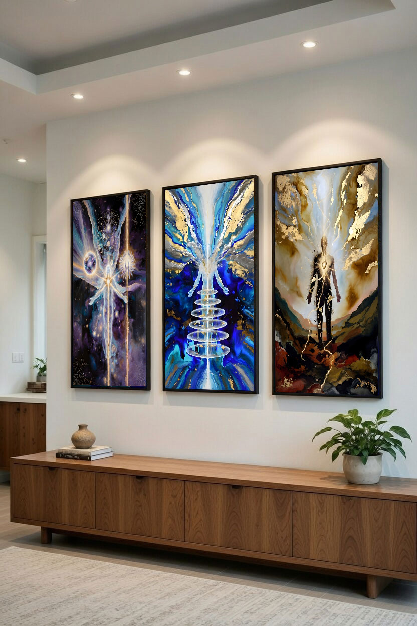 Triptychon des Selbst — Fine Art, Acryl & Resin auf Leinwand